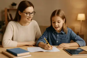Kind erhält individuelle Nachhilfe in einer Fremdsprache – konzentriertes Lernen und Sicherheit im Einzelunterricht.